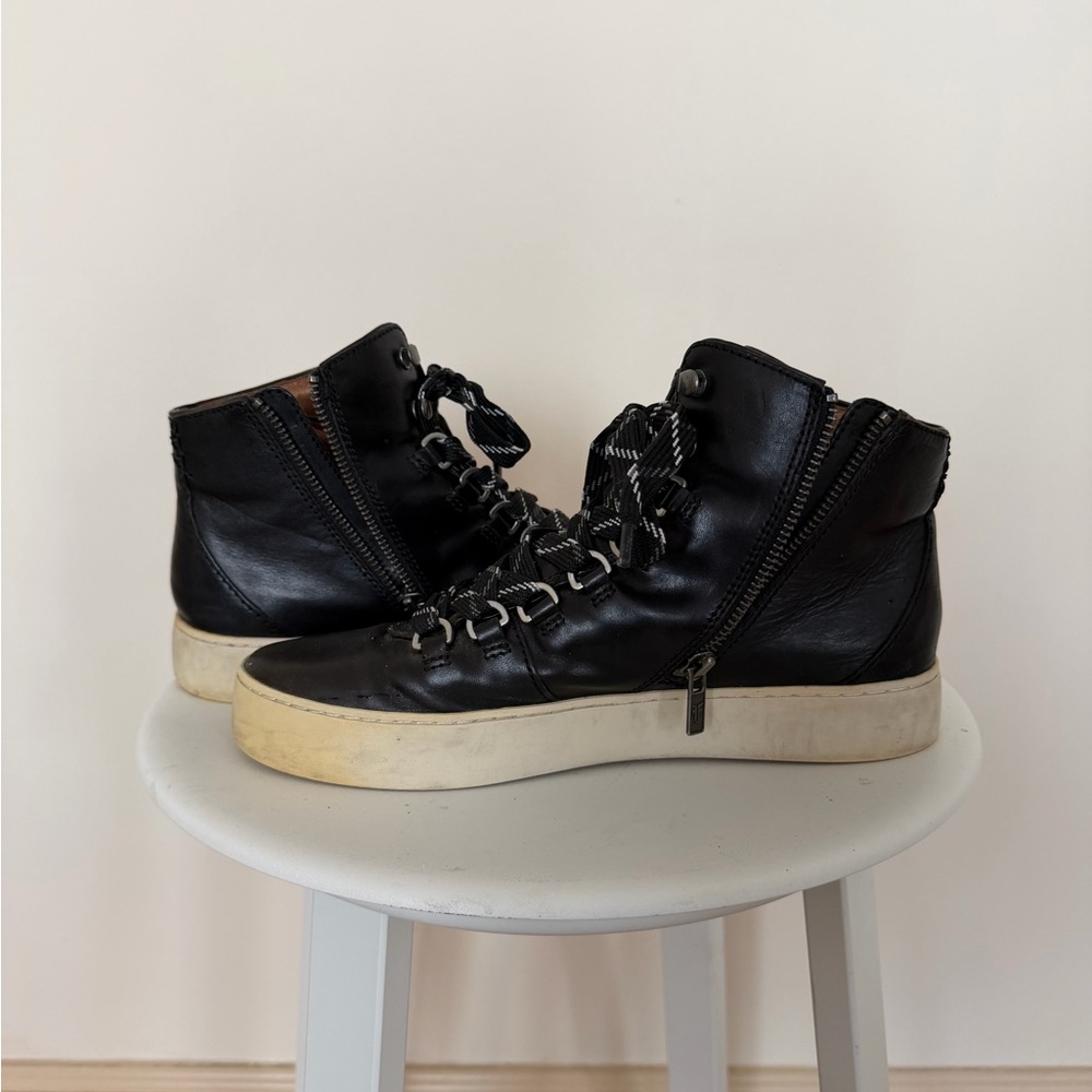 FRYE Black High-Top Sneakers with Off-White Soles